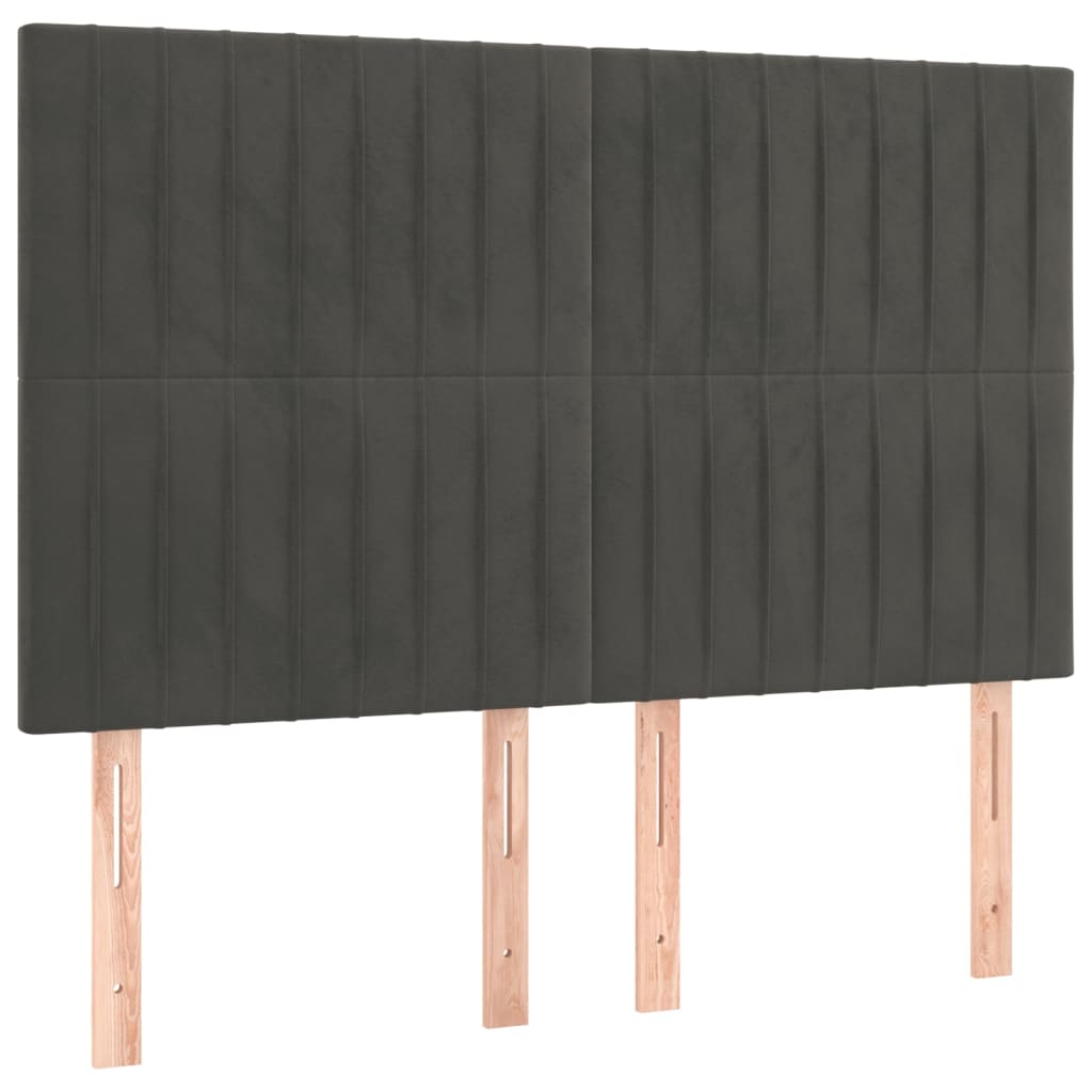 Pat box spring cu saltea, gri închis, 140x190 cm, catifea GartenMobel Dekor