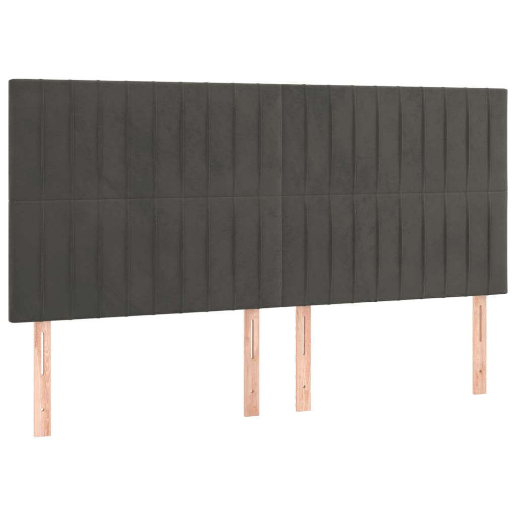 Pat box spring cu saltea, gri închis, 180x200 cm, catifea GartenMobel Dekor