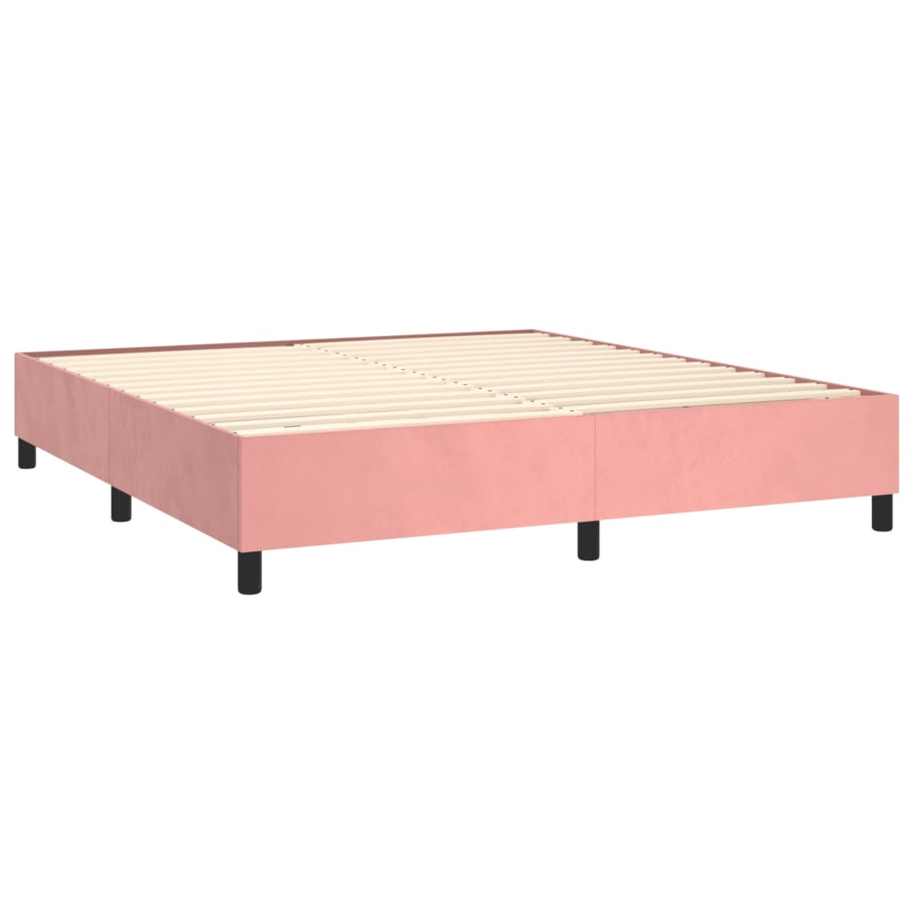 Pat box spring cu saltea, roz, 180x200 cm, catifea GartenMobel Dekor