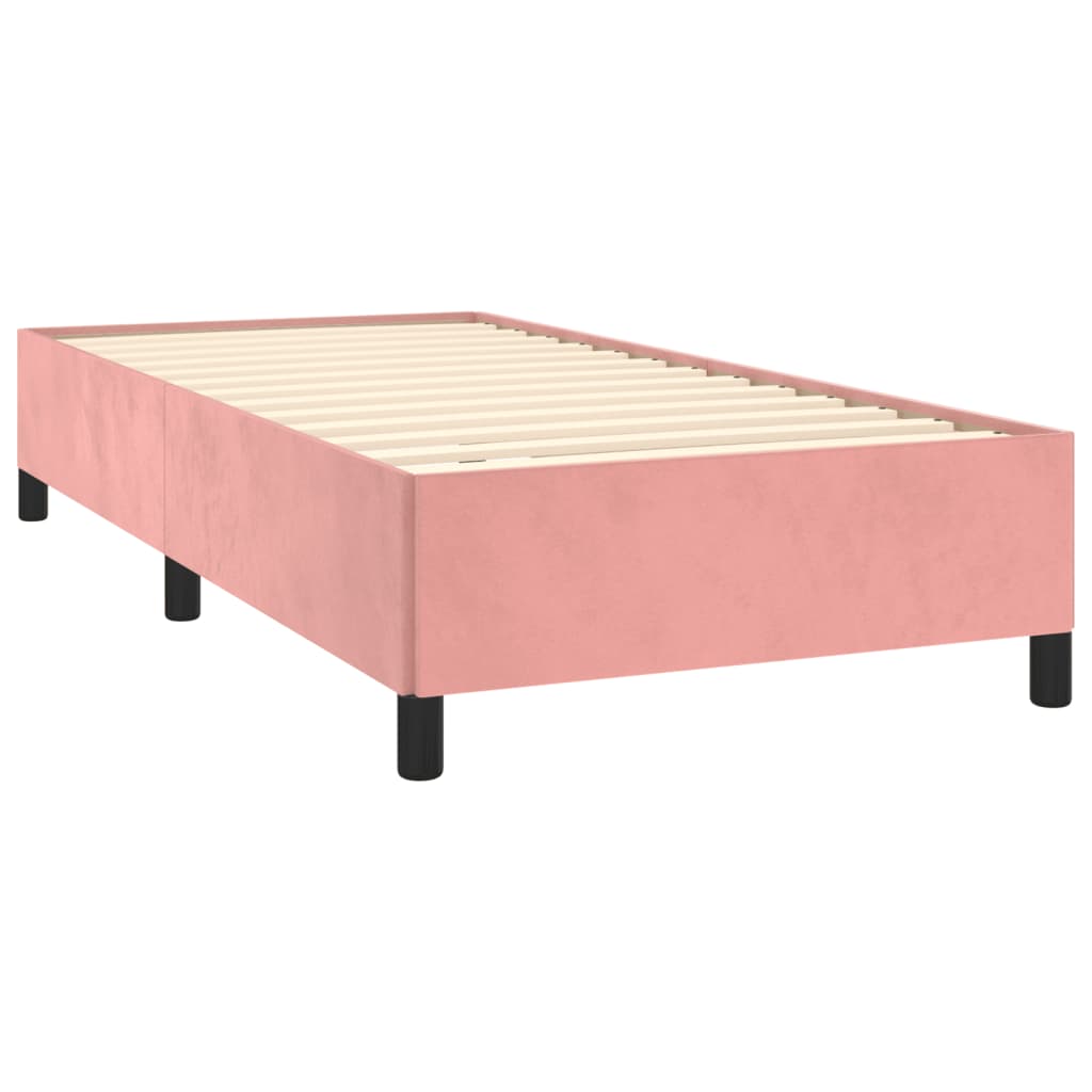 Pat box spring cu saltea, roz, 90x200 cm, catifea GartenMobel Dekor