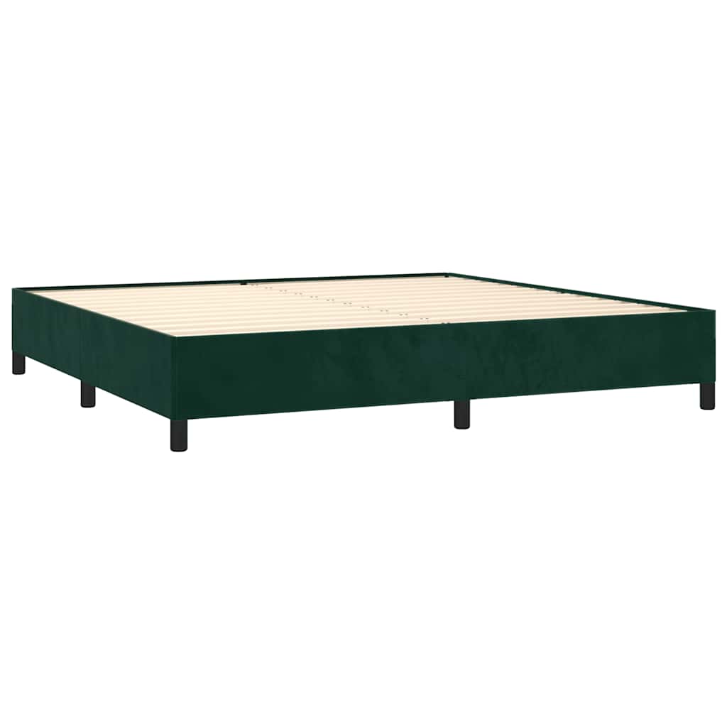 Pat box spring cu saltea, verde închis, 200x200 cm, catifea GartenMobel Dekor