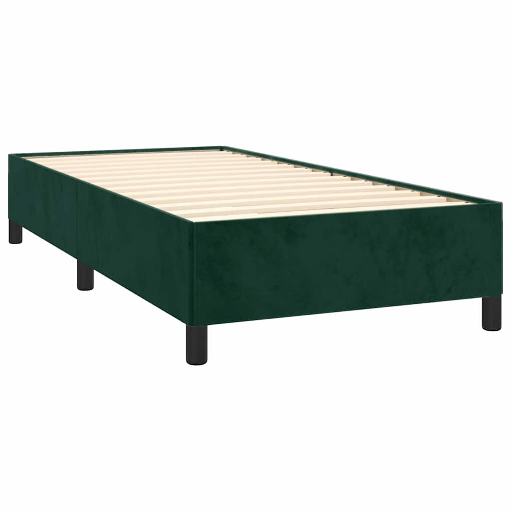 Pat box spring cu saltea, verde închis, 90x200 cm, catifea GartenMobel Dekor