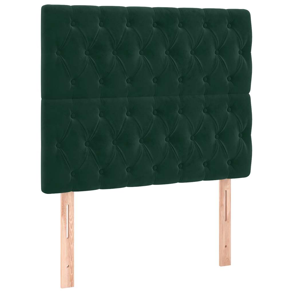 Pat box spring cu saltea, verde închis, 90x200 cm, catifea GartenMobel Dekor
