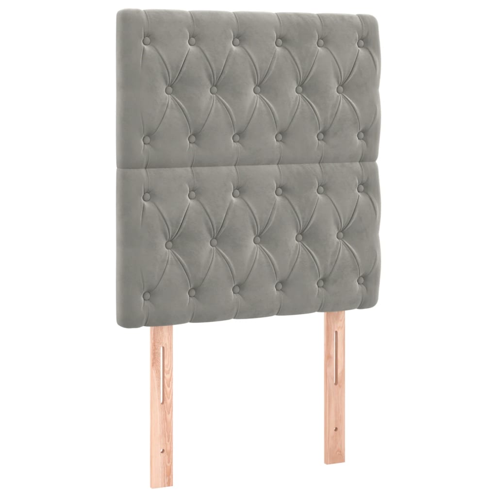 Pat continental cu saltea, gri deschis, 80x200 cm, catifea GartenMobel Dekor