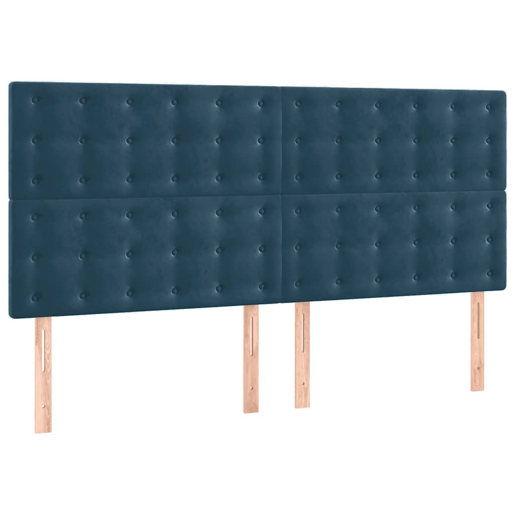 Pat box spring cu saltea, albastru închis, 200x200 cm, catifea GartenMobel Dekor