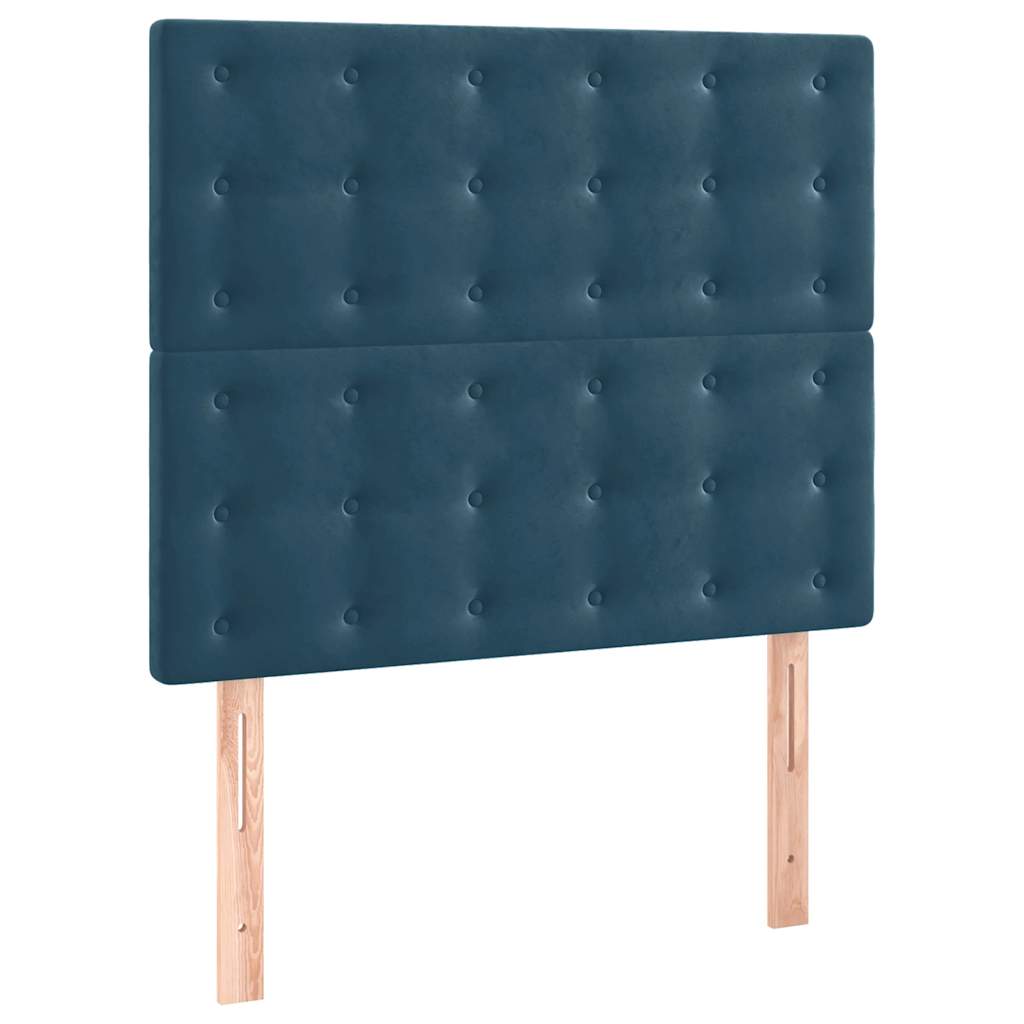 Pat box spring cu saltea, albastru închis, 90x190 cm, catifea GartenMobel Dekor