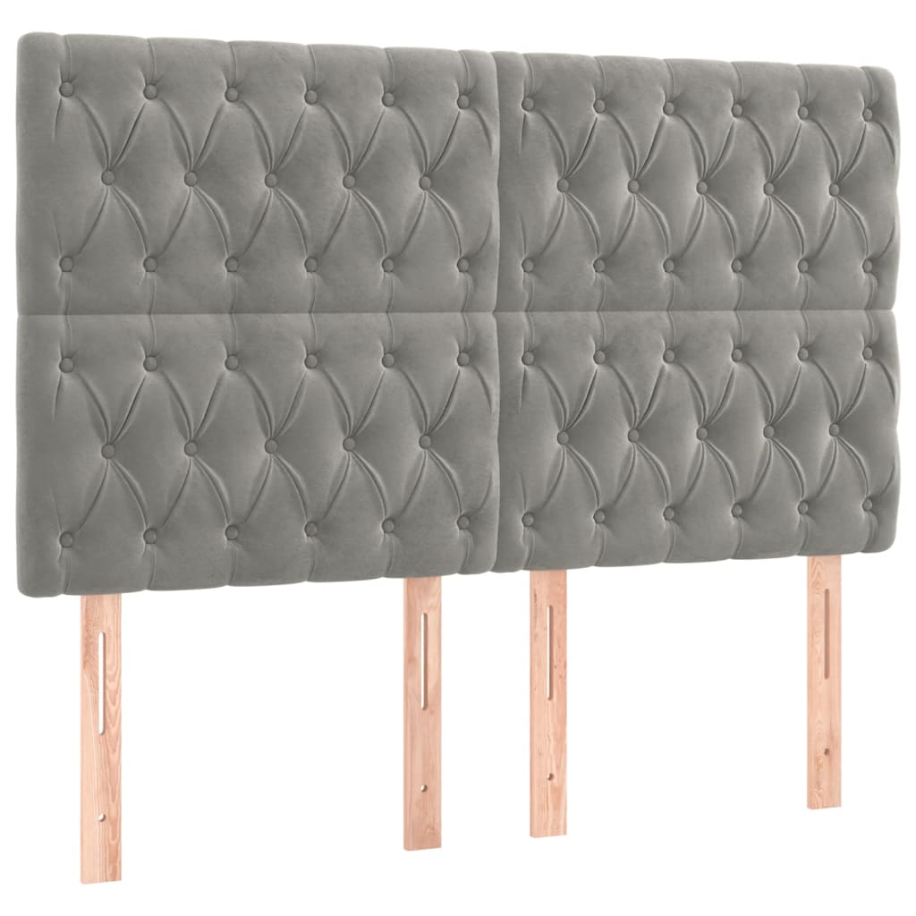 Pat box spring cu saltea, gri deschis, 140x200 cm, catifea GartenMobel Dekor