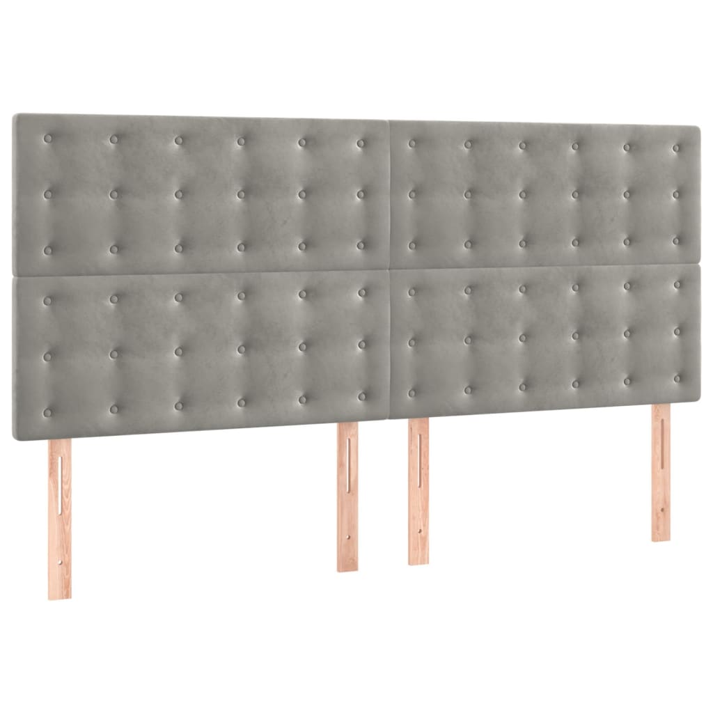 Pat box spring cu saltea, gri deschis, 160x200 cm, catifea GartenMobel Dekor