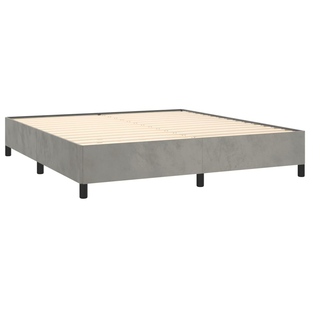 Pat box spring cu saltea, gri deschis, 180x200 cm, catifea GartenMobel Dekor