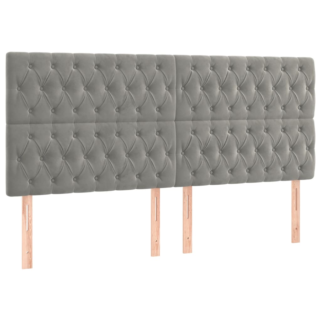 Pat box spring cu saltea, gri deschis, 200x200 cm, catifea GartenMobel Dekor