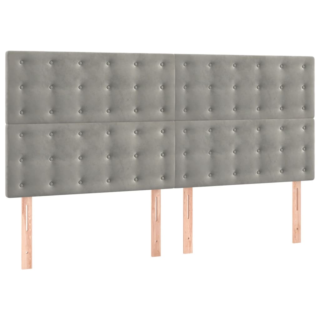 Pat box spring cu saltea, gri deschis, 200x200 cm, catifea GartenMobel Dekor