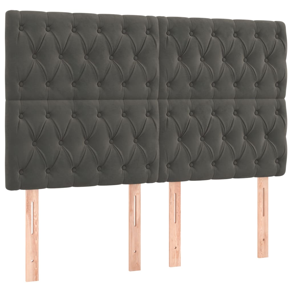 Pat box spring cu saltea, gri închis, 140x190 cm, catifea GartenMobel Dekor
