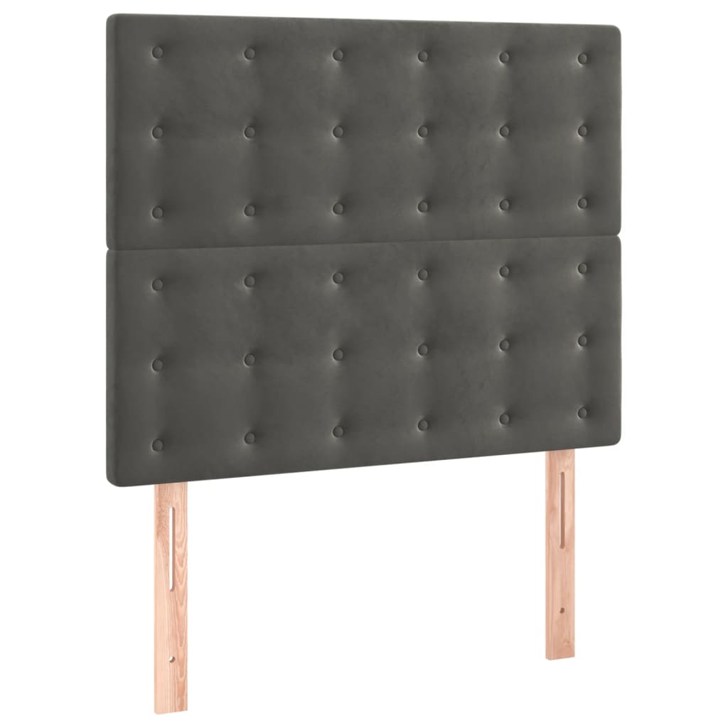Pat box spring cu saltea, gri închis, 90x200 cm, catifea GartenMobel Dekor