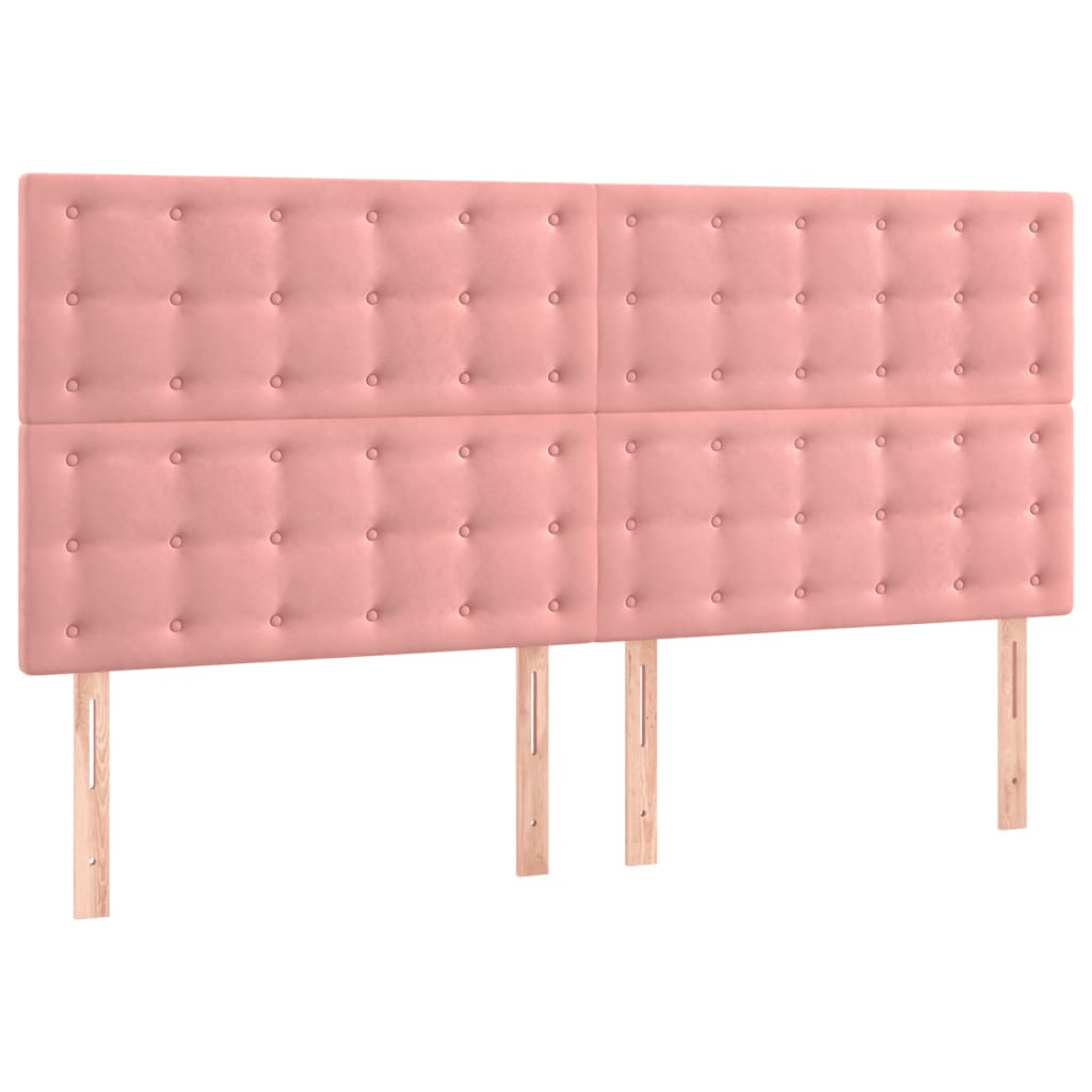 Pat box spring cu saltea, roz, 160x200 cm, catifea GartenMobel Dekor