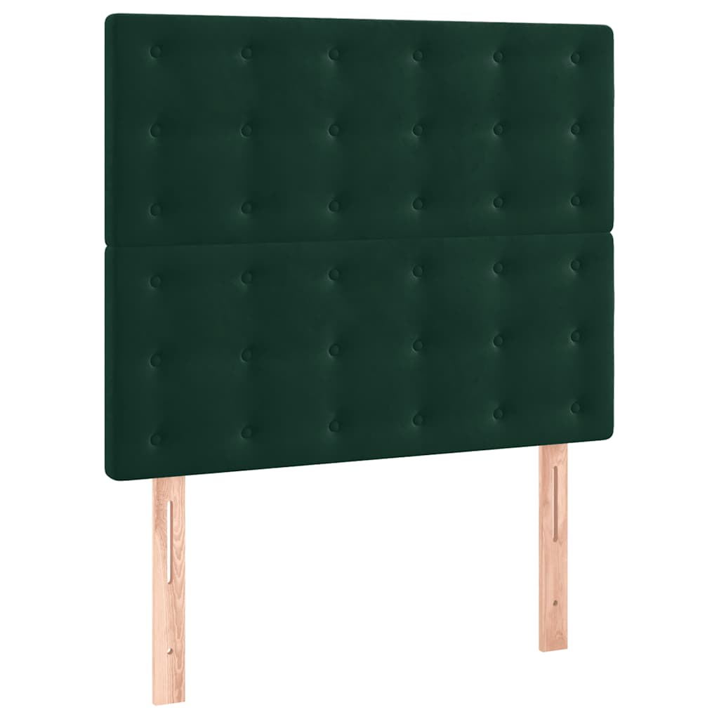 Pat box spring cu saltea, verde închis, 100x200 cm, catifea GartenMobel Dekor