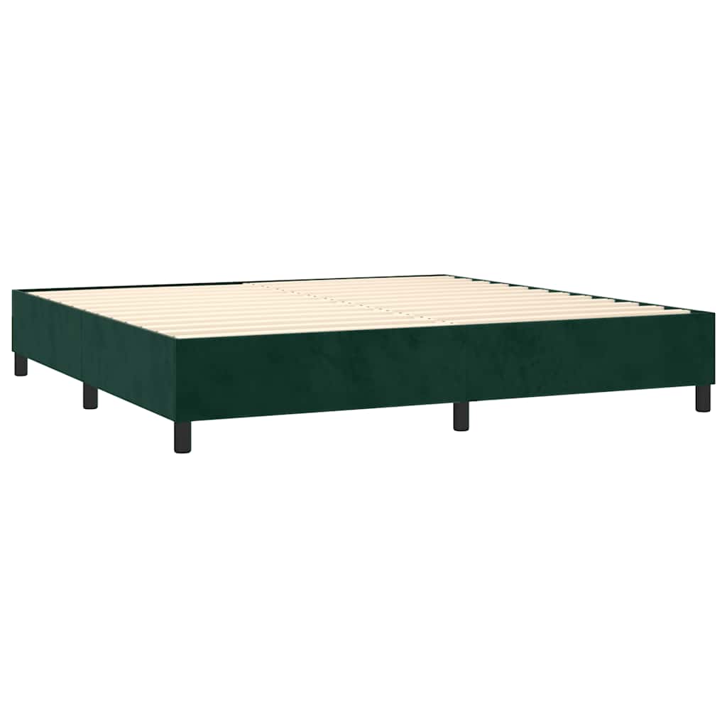 Pat box spring cu saltea, verde închis, 200x200 cm, catifea GartenMobel Dekor