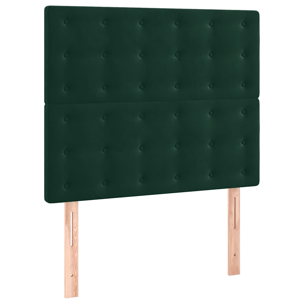 Pat box spring cu saltea, verde închis, 90x190 cm, catifea GartenMobel Dekor