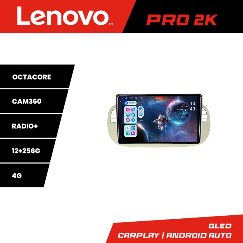 Navigație Android Fiat 500 2007-2015 QLED 2K, 12GB RAM, 256GB, 360