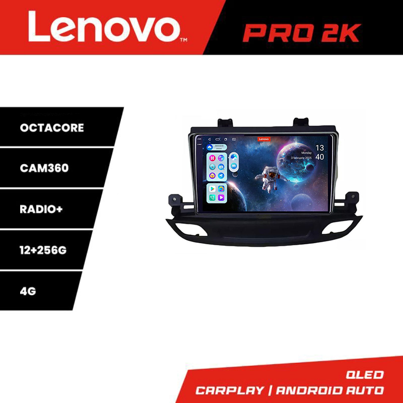 Navigație Lenovo Opel Insignia 2018+ QLED 2K, 8 nuclee, 12GB+256GB