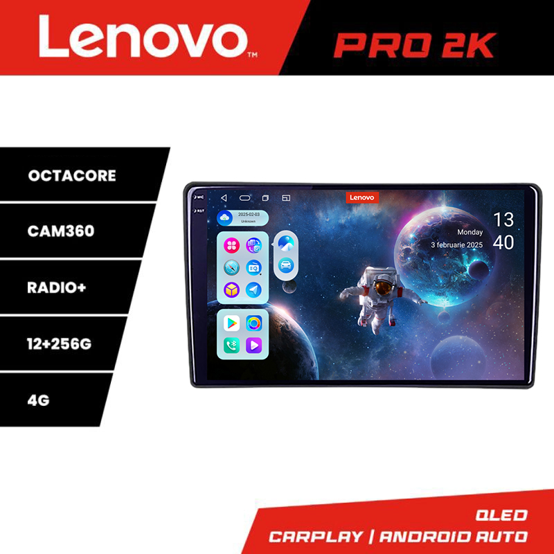 Navigație Android Ford Transit 2019+ cu ecran QLED 2K, 12+256 GB, 360