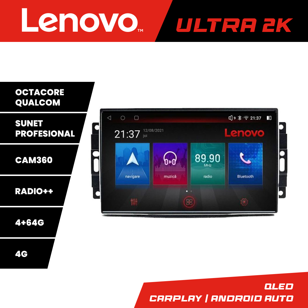 Navigație Android Lenovo QLED 4+64 GB pentru Chrysler Jeep Dodge