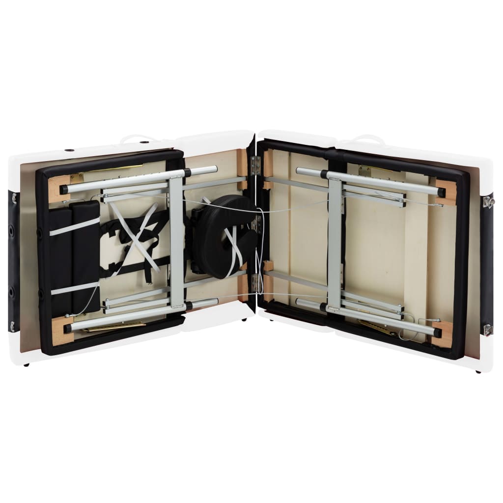 Masă pliabilă de masaj, 4 zone, negru și alb, aluminiu GartenMobel Dekor