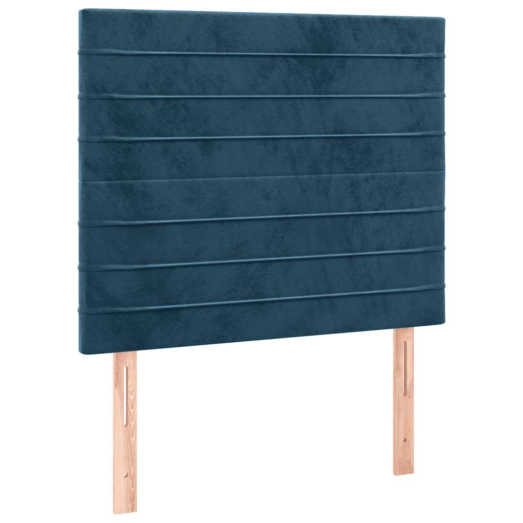 Pat box spring cu saltea, albastru închis, 100x200 cm, catifea GartenMobel Dekor