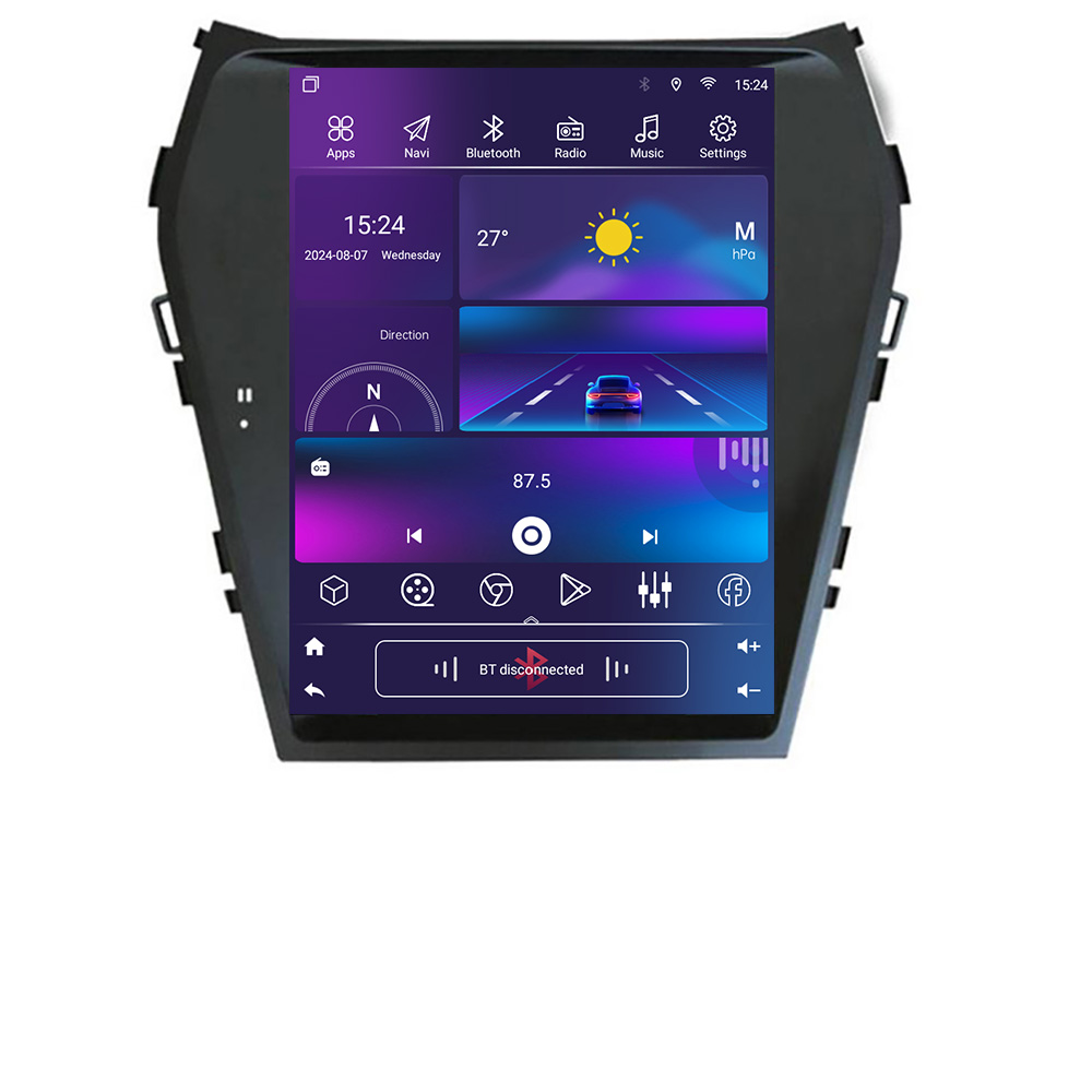 Navigatie Tesla Hyundai Santa Fe 2012-2018 cu CarPlay, Android Auto si GPS