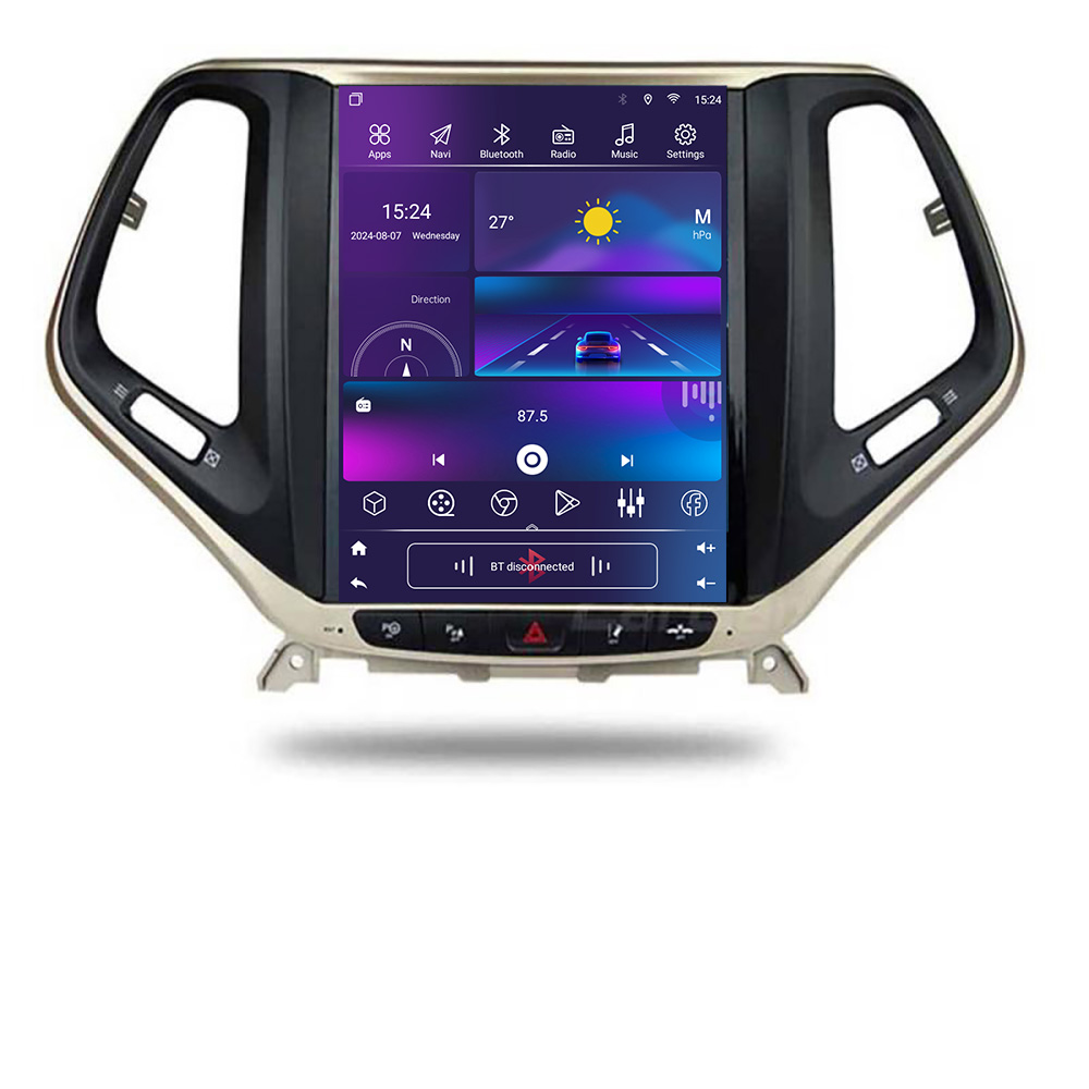 Navigatie Tesla Jeep Cherokee 2016-2020 cu GPS, CarPlay, Android Auto 2+32