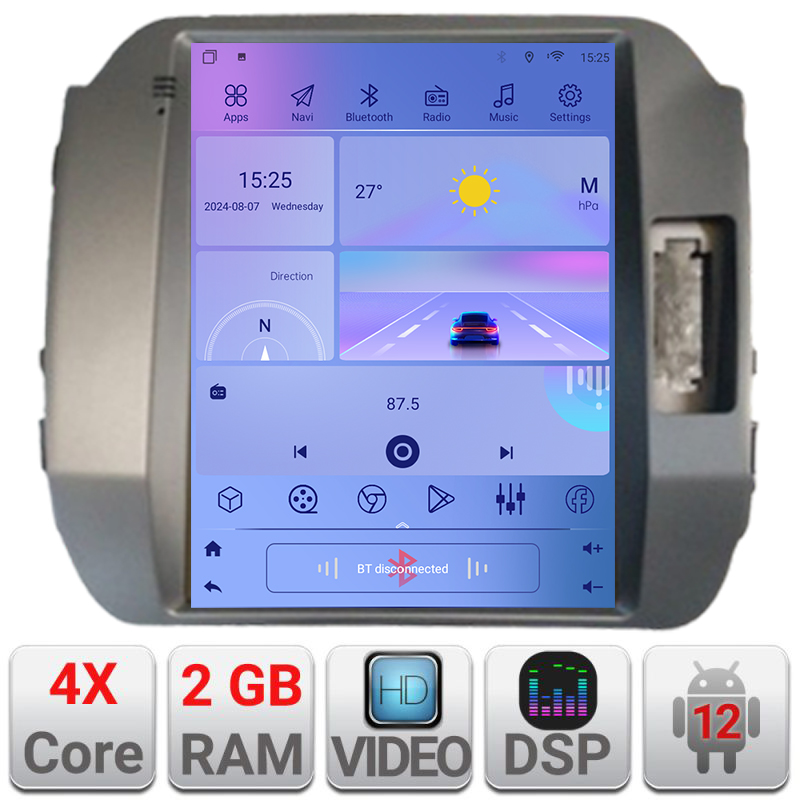 Navigație Tesla Kia Sportage 2010-2015 cu GPS, CarPlay, Android Auto, 2GB+32GB