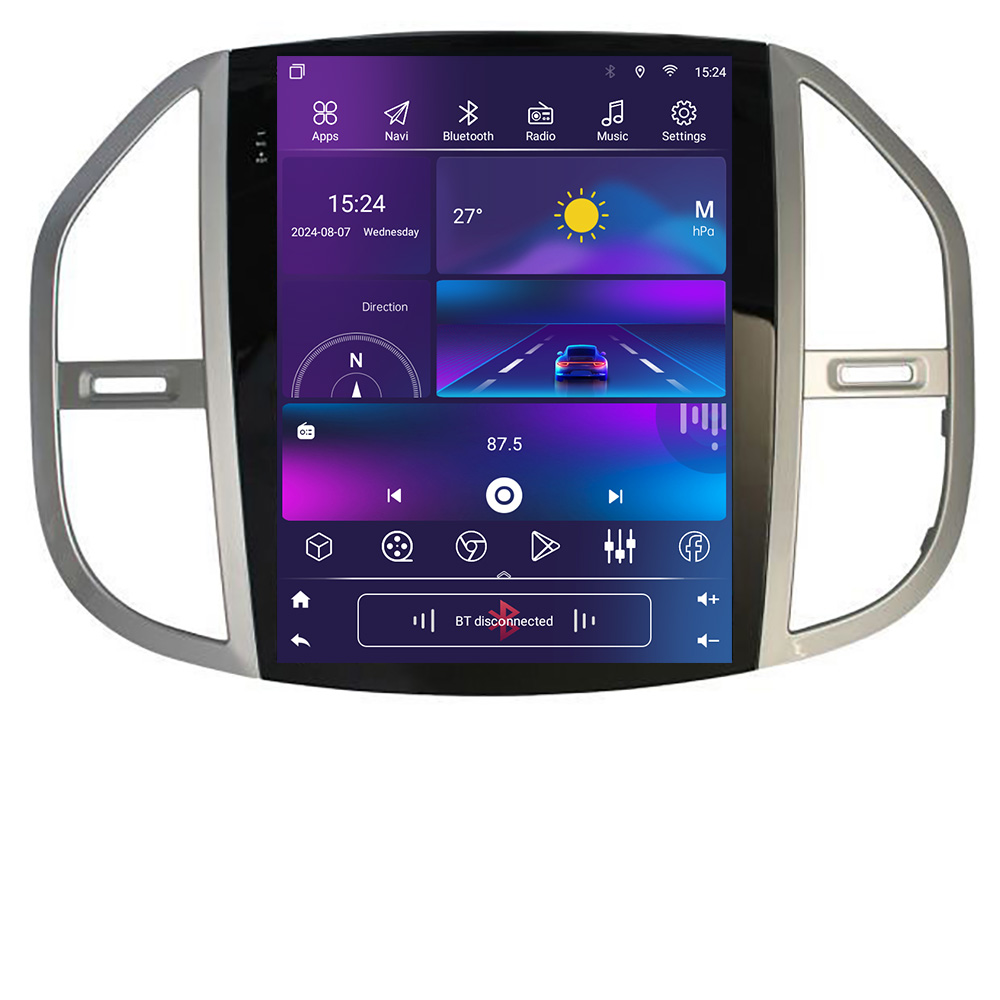 Navigație Tesla Mercedes Vito 2016+ cu GPS, CarPlay, Android Auto și 2GB+32GB