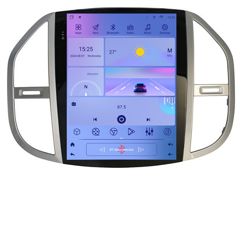 Navigație Tesla Mercedes Vito 2016+ cu GPS, CarPlay, Android Auto și 2GB+32GB