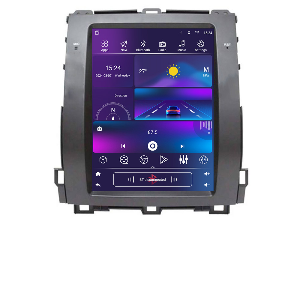 Navigație Tesla Toyota Prado J120 cu GPS, CarPlay, Android Auto, 2GB+32GB