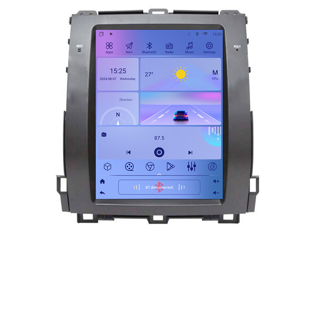 Navigație Tesla Toyota Prado J120 cu GPS, CarPlay, Android Auto, 2GB+32GB