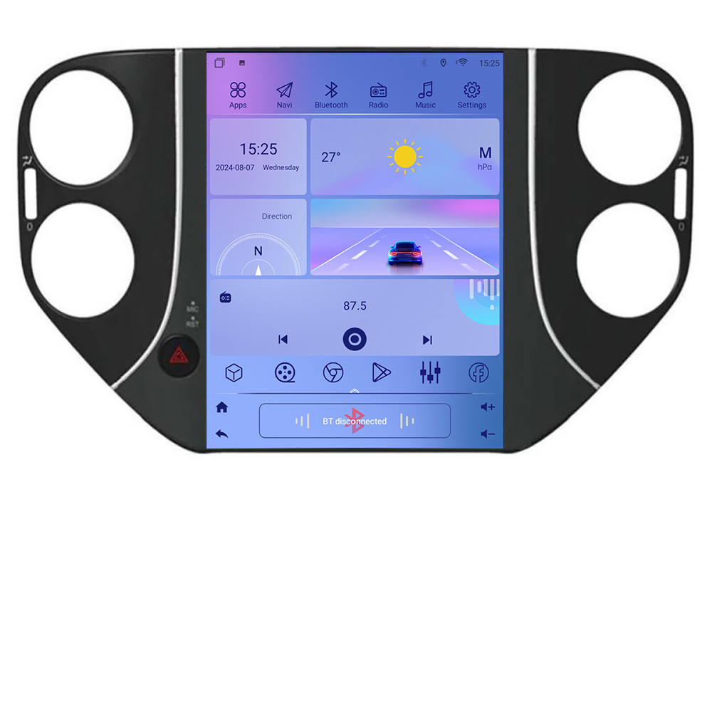 Navigație Tesla VW Tiguan 2007-2012 cu Android 12, CarPlay, GPS și 2GB RAM