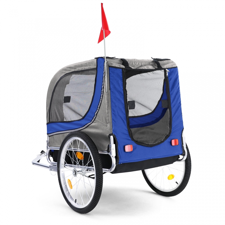 Remorcă pentru bicicletă, remorcă pentru câini, pliabilă pentru animale de companie, albastru-gri, până la 40kg Performance AutoTuning