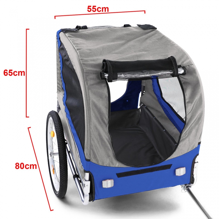 Remorcă pentru bicicletă, remorcă pentru câini, pliabilă pentru animale de companie, albastru-gri, până la 40kg Performance AutoTuning