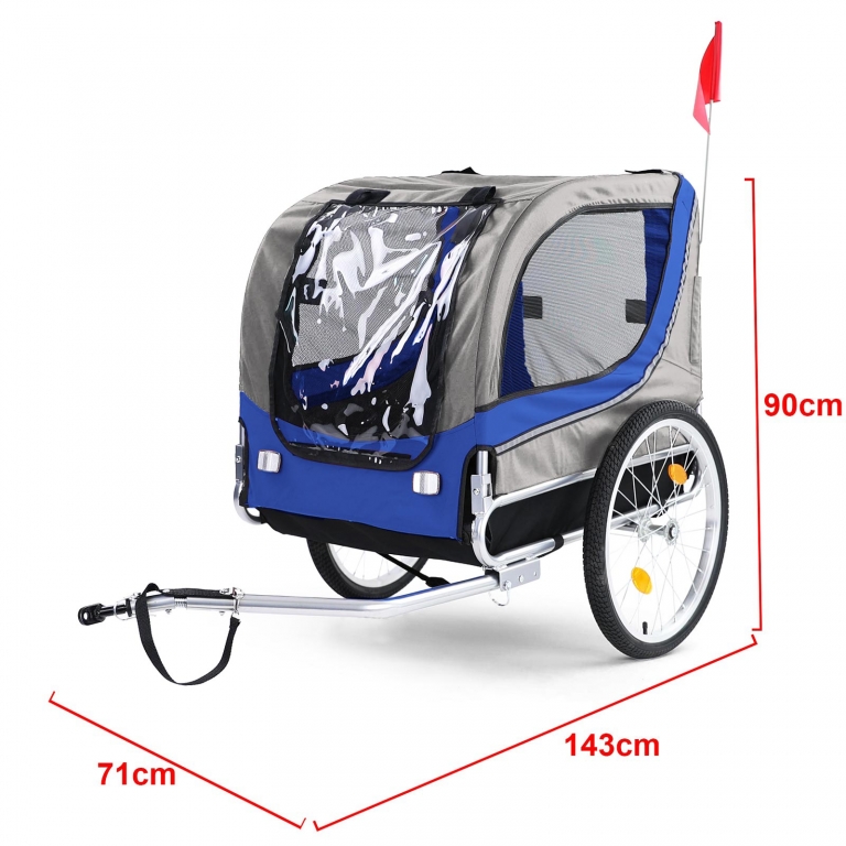 Remorcă pentru bicicletă, remorcă pentru câini, pliabilă pentru animale de companie, albastru-gri, până la 40kg Performance AutoTuning