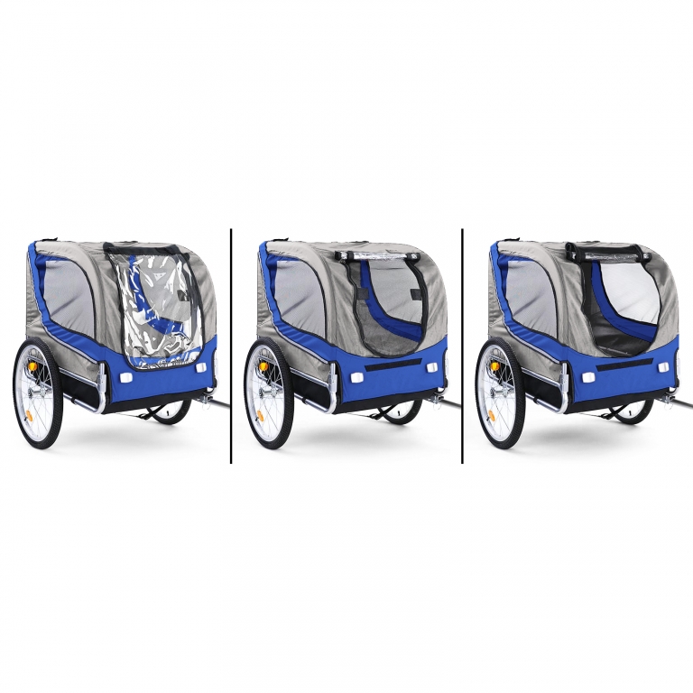 Remorcă pentru bicicletă, remorcă pentru câini, pliabilă pentru animale de companie, albastru-gri, până la 40kg Performance AutoTuning