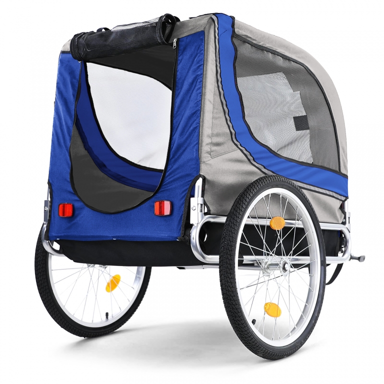 Remorcă pentru bicicletă, remorcă pentru câini, pliabilă pentru animale de companie, albastru-gri, până la 40kg Performance AutoTuning