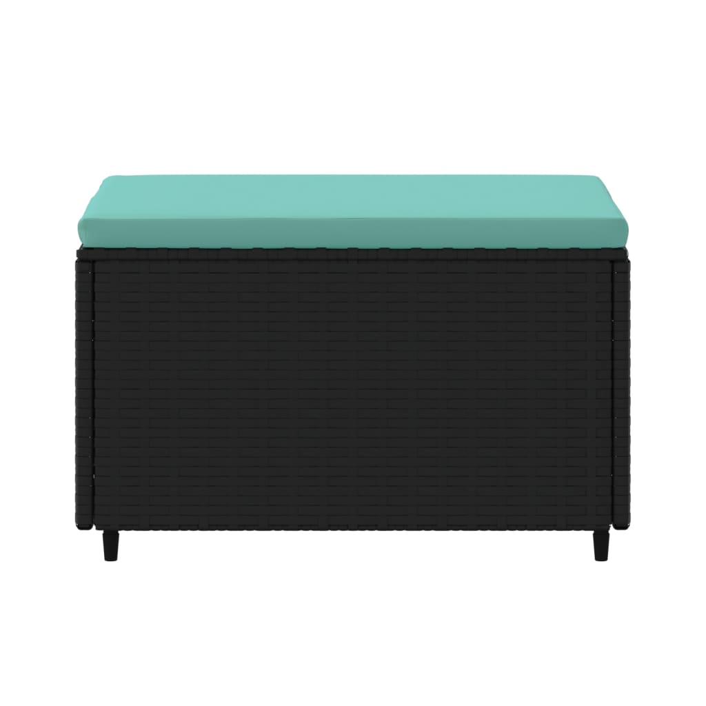 Taburet de grădină cu pernă, negru, poliratan GartenMobel Dekor