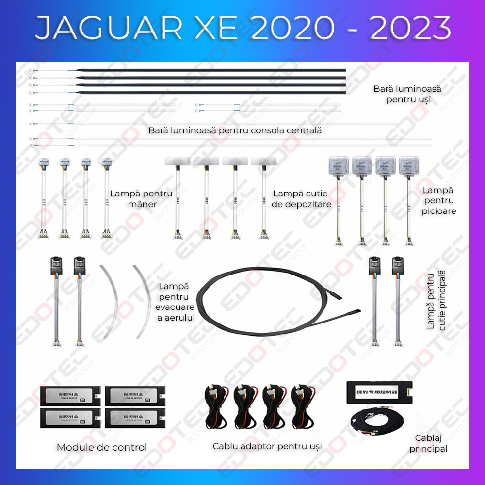 Kit lumini ambientale Jaguar XE 2020-2023, set complet cu control din telefon