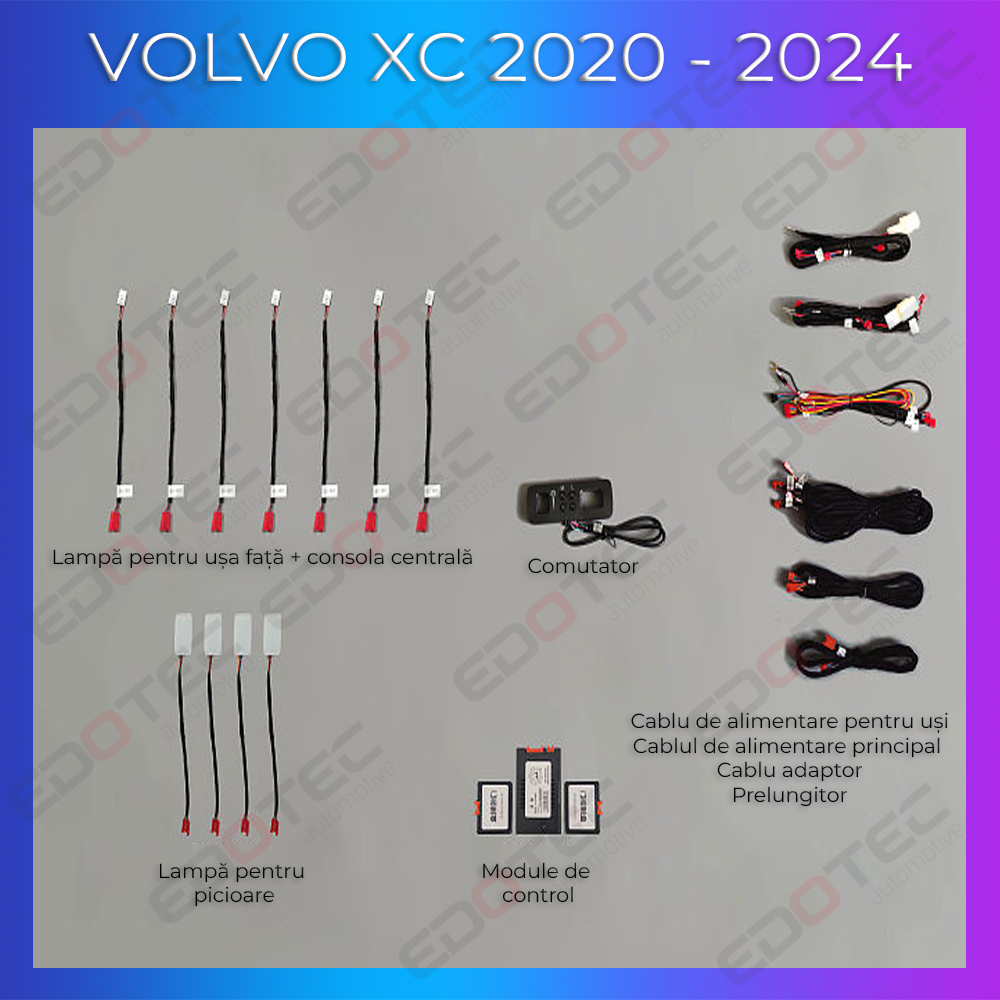 Lumini ambientale Volvo XC40 2020-2024 dedicate, control telefon și sistem original