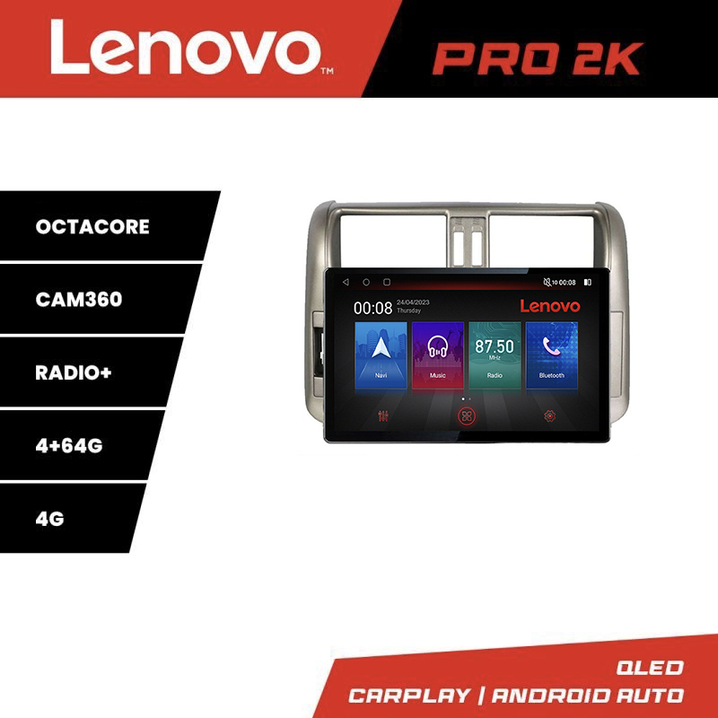 Navigatie Toyota Prado 2010-2013 Lenovo PRO 4+64GB, 13 inch 2K, 4G