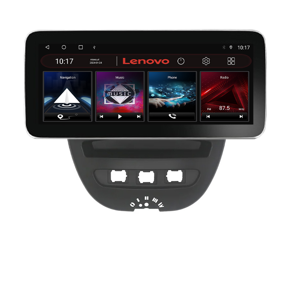 Navigatie auto Lenovo PRO 12.3 QLED 8+256GB pentru Citroen C1, Peugeot 107, Toyota Aygo 2005-2014
