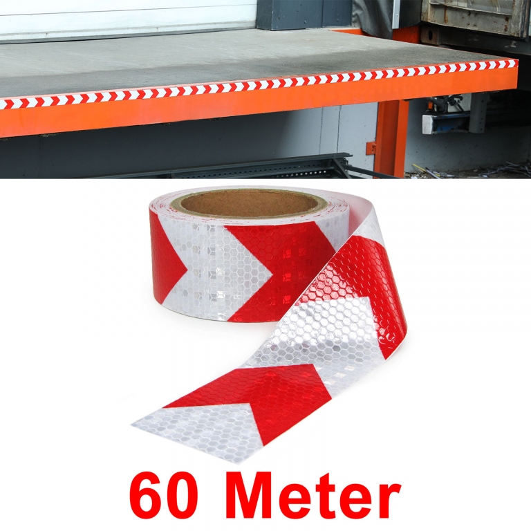 Bandă de semnalizare bandă de marcare bandă de barieră autoadezivă reflectorizantă roșie albă 60m Performance AutoTuning