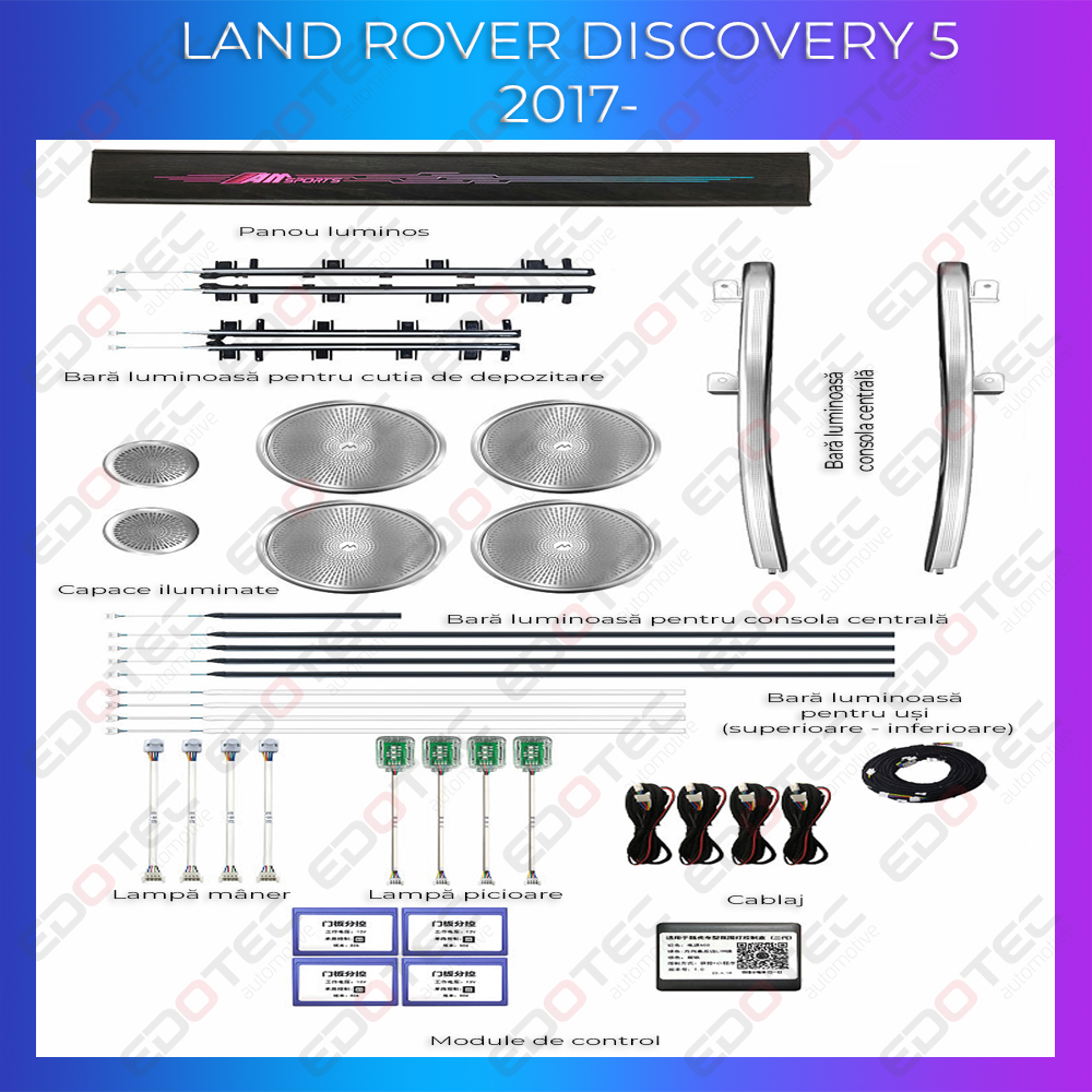 Kit lumini ambientale pentru Land Rover Discovery 5 2017+ cu control din telefon