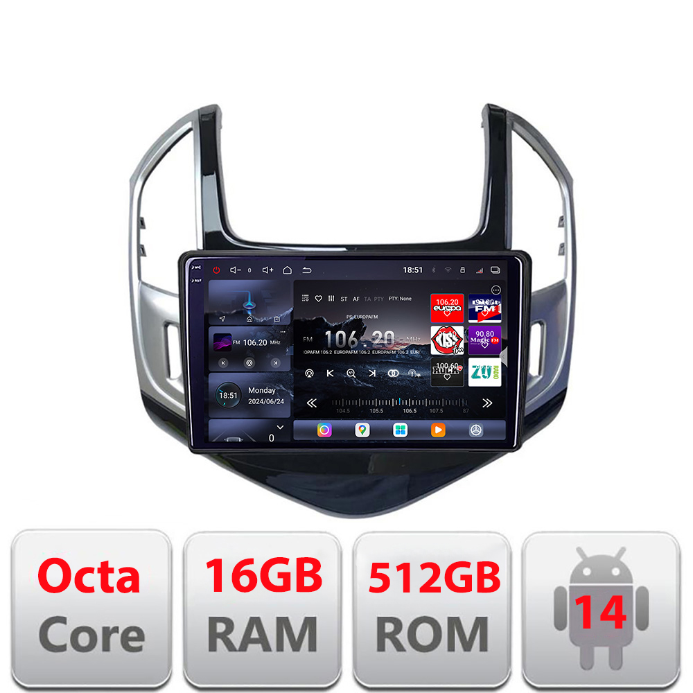 Navigație Android Chevrolet Cruze 2013+ Edotec QLED 2K, 16GB RAM, 512GB