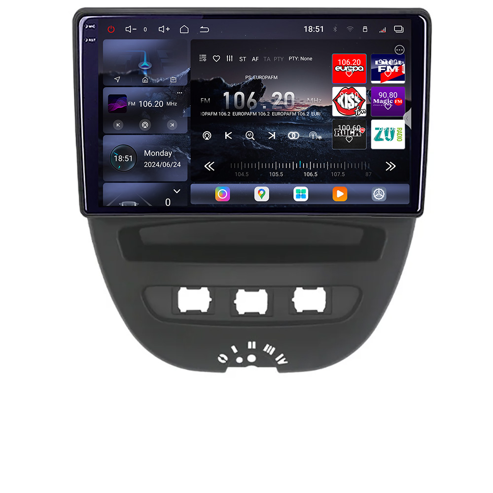 Navigatie Android 2K 16+512GB pentru Citroen C1, Peugeot 107, Toyota Aygo