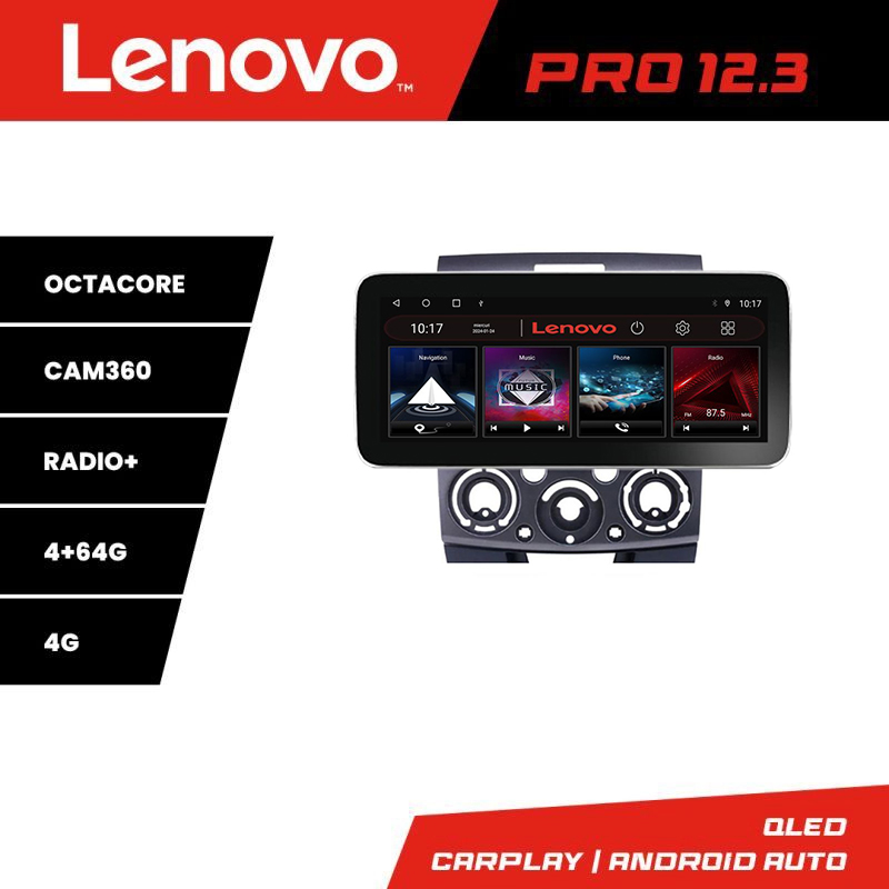 Navigație Ford Ranger și Mazda BT50 2007-2012, Lenovo PRO 12.3 QLED 4G
